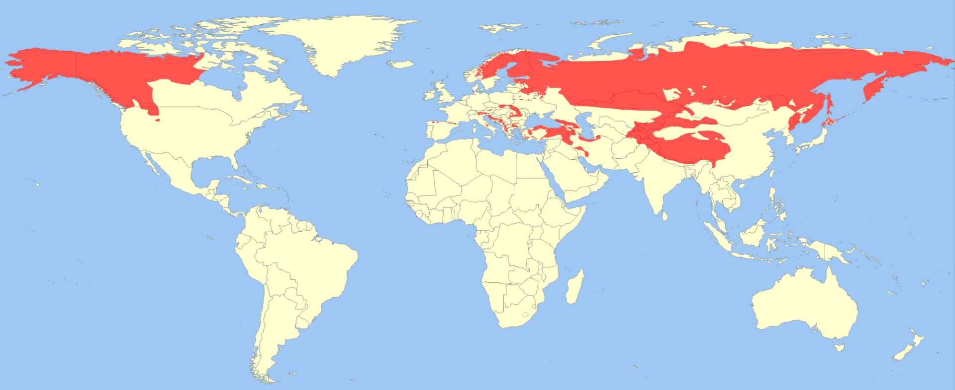 Wikipedia / Brown bear (Ursus arctos) extant range/ IUCN Red List